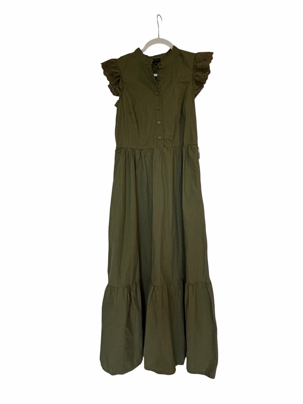 Who What Wear Olive Sleeveless Button-Front Maxi Dress - Picture 2 of 6